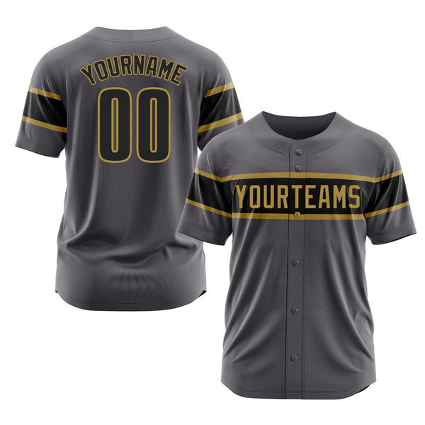 Custom Steel Gray Black-Old Gold Classic Style Authentic Sports Baseball Jersey