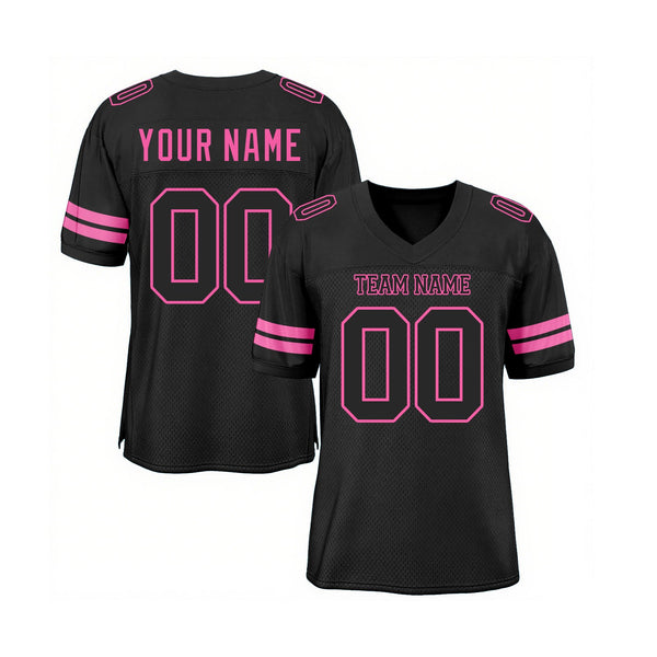 Custom Black Black-Pink Mesh Classic Style Authentic Sports Football Jersey