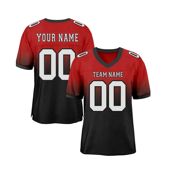 Custom Red White-Black Mesh Fade Fashion Classic Style Authentic Sports Football Jersey