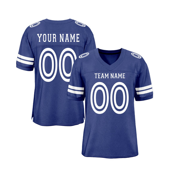 Custom Royal White Mesh Classic Style Authentic Sports Football Jersey