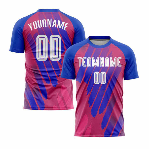 Custom Pink White-Royal Third Classic Uniform Training Sets Soccer Jersey For Adults/Kids