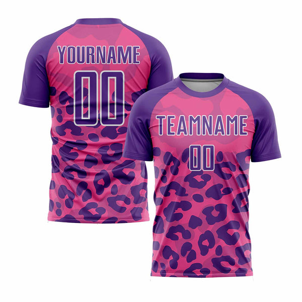 Custom Pink Purple-White Animal Print Classic Uniform Training Sets Soccer Jersey For Adults/Kids