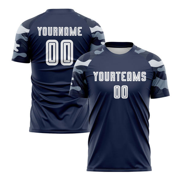 Custom Navy White-Camo Classic Uniform Training Sets Soccer Jersey For Adults/Kids