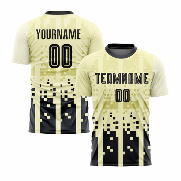 Custom Cream Black Home Classic Uniform Training Sets Soccer Jersey For Adults/Kids