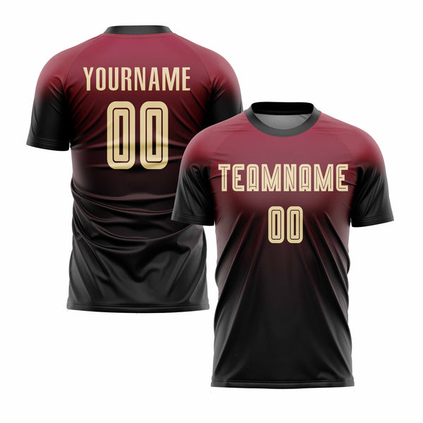 Custom Crimson Cream-Black Fade Fashion Classic Uniform Training Sets Soccer Jersey For Adults/Kids