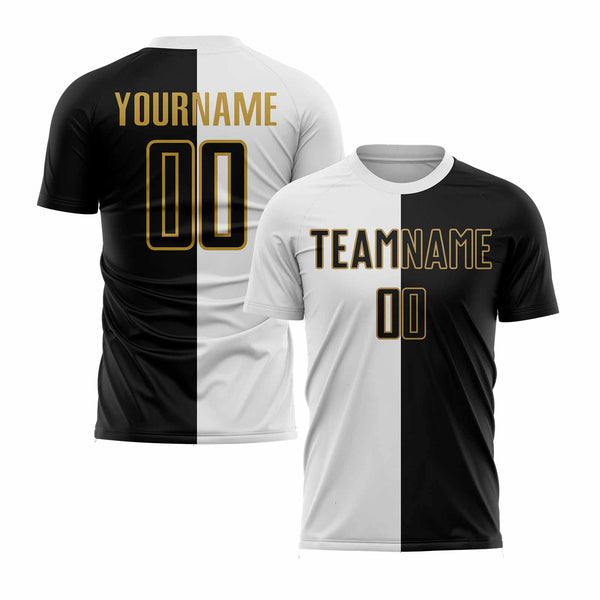 Custom White Black-Old Gold Classic Uniform Training Sets Soccer Jersey For Adults/Kids