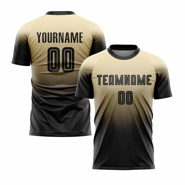 Custom Cream Black Fade Fashion Classic Uniform Training Sets Soccer Jersey For Adults/Kids