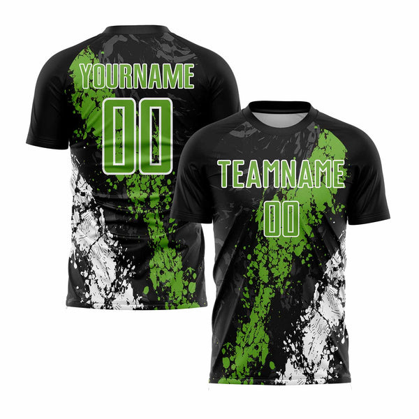 Custom Black Neon Green-White Classic Uniform Training Sets Soccer Jersey For Adults/Kids