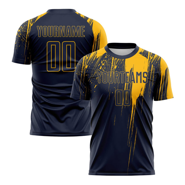 Custom Navy Yellow Classic Uniform Training Sets Soccer Jersey For Adults/Kids