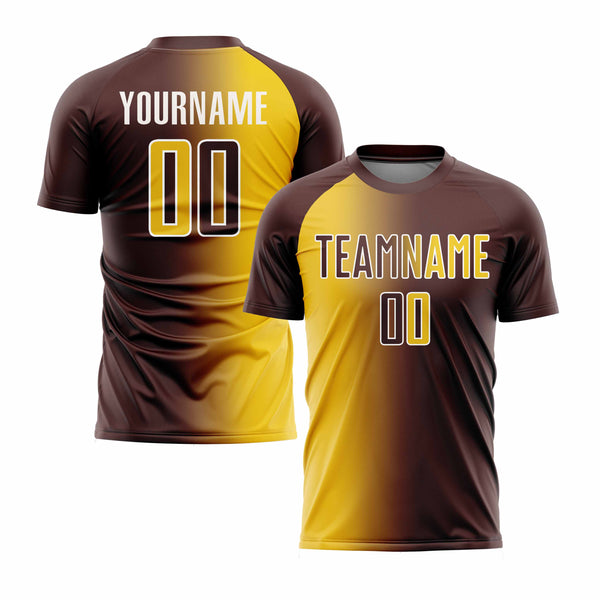 Custom Brown Gold-Cream Classic Uniform Training Sets Soccer Jersey For Adults/Kids