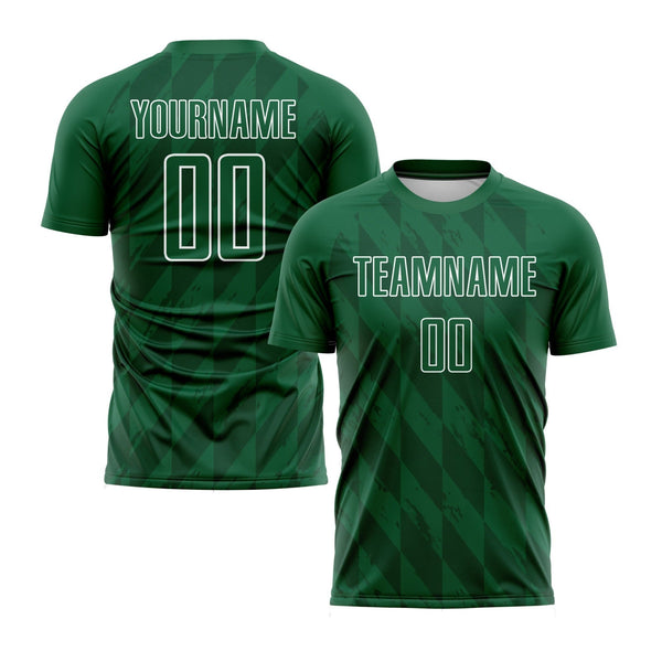 Custom Kelly Green White Geometric Shapes Classic Uniform Training Sets Soccer Jersey For Adults/Kids