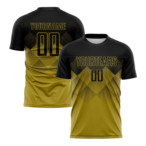 Custom Old Gold Black Classic Uniform Training Sets Soccer Jersey For Adults/Kids