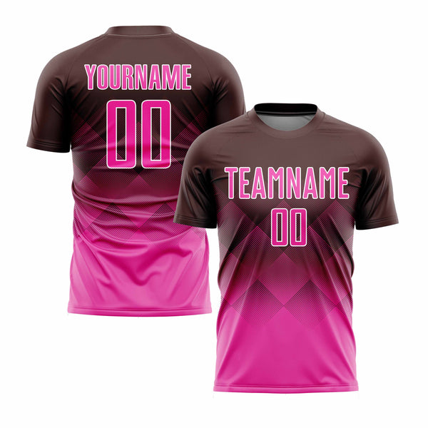 Custom Brown Pink-White Classic Uniform Training Sets Soccer Jersey For Adults/Kids