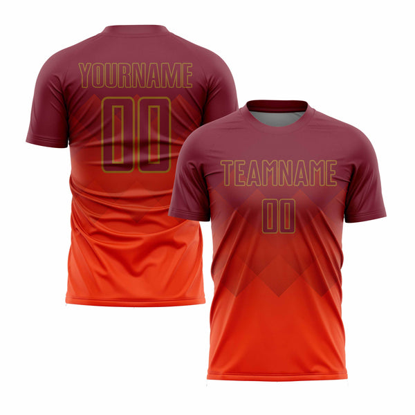 Custom Orange Crimson-Old Gold Classic Uniform Training Sets Soccer Jersey For Adults/Kids