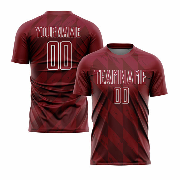 Custom Crimson White Geometric Shapes Classic Uniform Training Sets Soccer Jersey For Adults/Kids