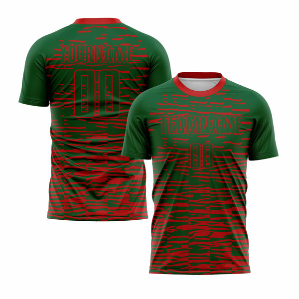 Custom Green Red Classic Uniform Training Sets Soccer Jersey For Adults/Kids