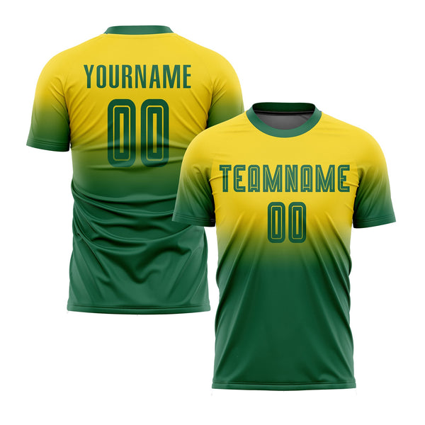 Custom Gold Kelly Green Fade Fashion Classic Uniform Training Sets Soccer Jersey For Adults/Kids