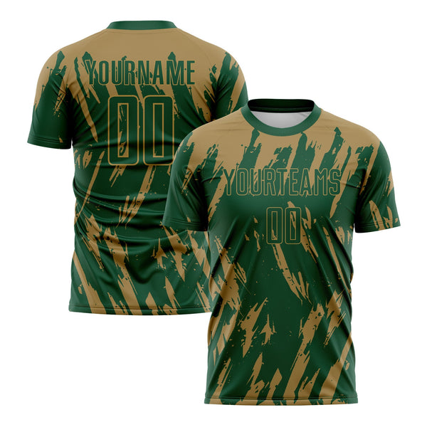 Custom Old Gold Kelly Green Classic Uniform Training Sets Soccer Jersey For Adults/Kids