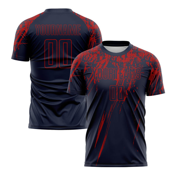 Custom Navy Red Classic Uniform Training Sets Soccer Jersey For Adults/Kids