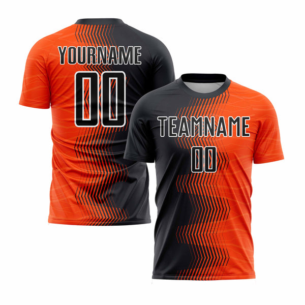 Custom Orange Navy-White Gradient Arrow Classic Uniform Training Sets Soccer Jersey For Adults/Kids