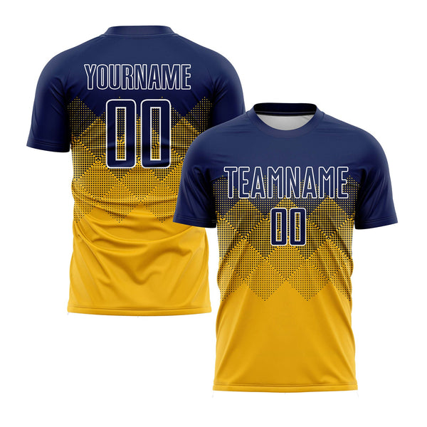 Custom Gold Navy-White Classic Uniform Training Sets Soccer Jersey For Adults/Kids