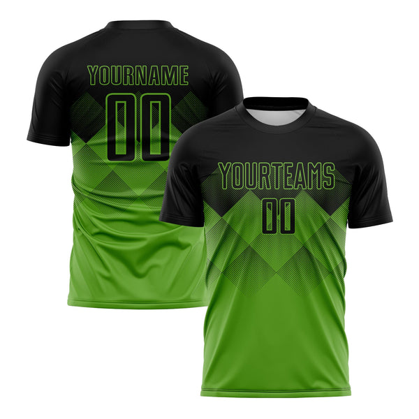 Custom Neon Green Black Classic Uniform Training Sets Soccer Jersey For Adults/Kids