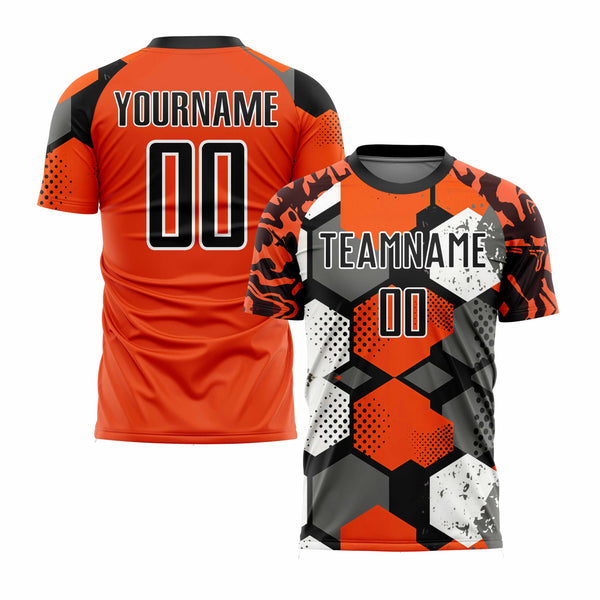 Custom Orange Black-White Classic Uniform Training Sets Soccer Jersey For Adults/Kids