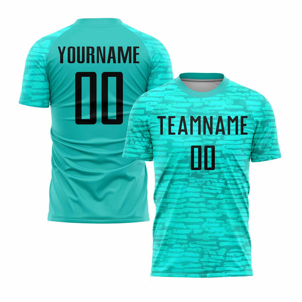 Custom Aqua Black Classic Uniform Training Sets Soccer Jersey For Adults/Kids