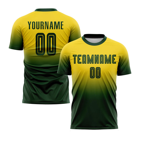 Custom Gold Green Fade Fashion Classic Uniform Training Sets Soccer Jersey For Adults/Kids