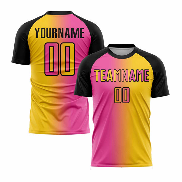 Custom Yellow Pink-Black Classic Uniform Training Sets Soccer Jersey For Adults/Kids