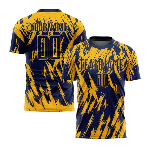 Custom Gold Navy Classic Uniform Training Sets Soccer Jersey For Adults/Kids