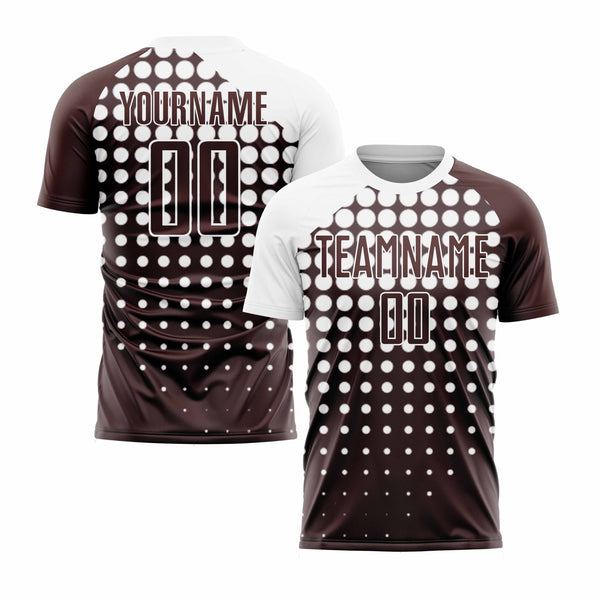 Custom Brown White Modern Polka Dot Classic Uniform Training Sets Soccer Jersey For Adults/Kids