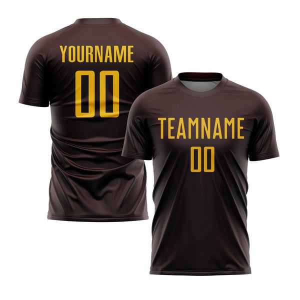 Custom Brown Gold Classic Uniform Training Sets Soccer Jersey For Adults/Kids