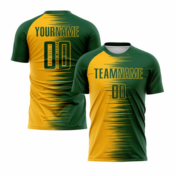 Custom Green Gold-White Gradient Line Classic Uniform Training Sets Soccer Jersey For Adults/Kids