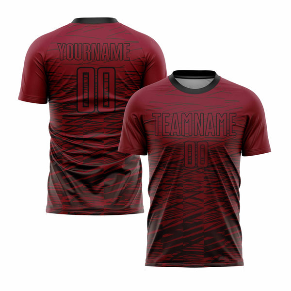 Custom Crimson Black Classic Uniform Training Sets Soccer Jersey For Adults/Kids