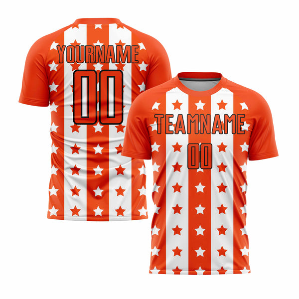 Custom Orange Black-White Stars And Stripes Classic Uniform Training Sets Soccer Jersey For Adults/Kids