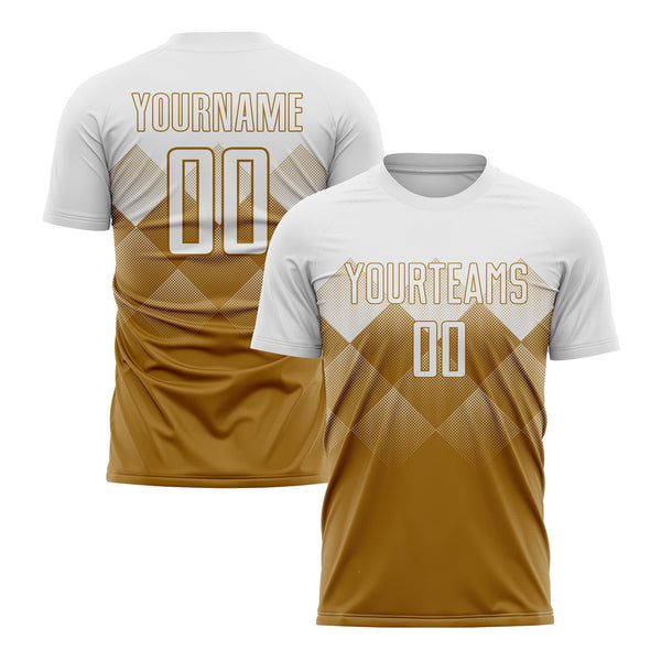 Custom Old Gold White Classic Uniform Training Sets Soccer Jersey For Adults/Kids