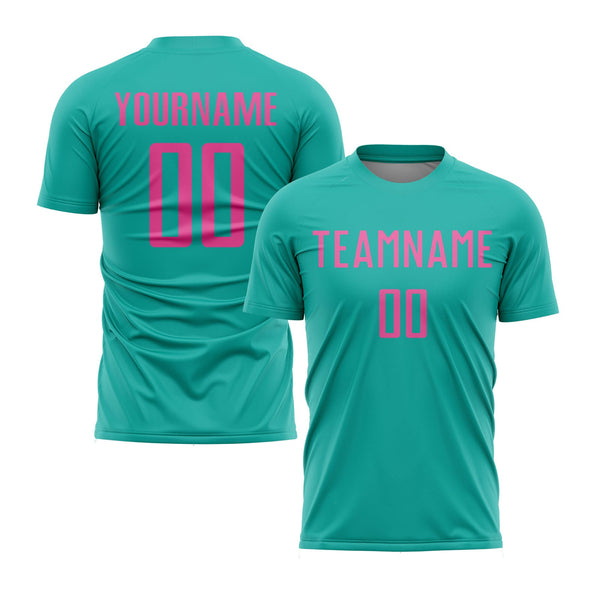 Custom Aqua Pink Classic Uniform Training Sets Soccer Jersey For Adults/Kids