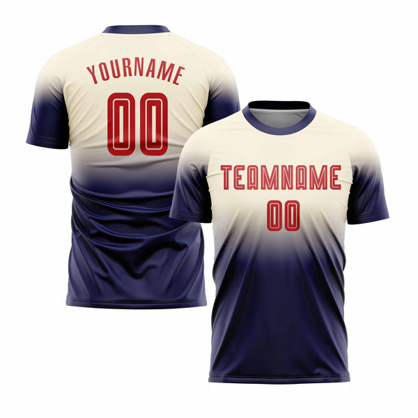 Custom Cream Red-Navy Fade Fashion Classic Uniform Training Sets Soccer Jersey For Adults/Kids