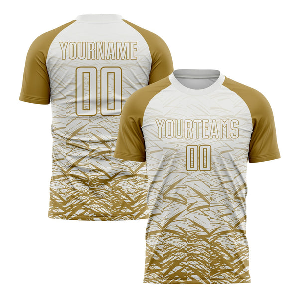 Custom Old Gold White Classic Uniform Training Sets Soccer Jersey For Adults/Kids