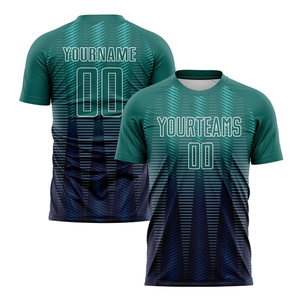 Custom Neon Green Navy-White Gradient Line Classic Uniform Training Sets Soccer Jersey For Adults/Kids