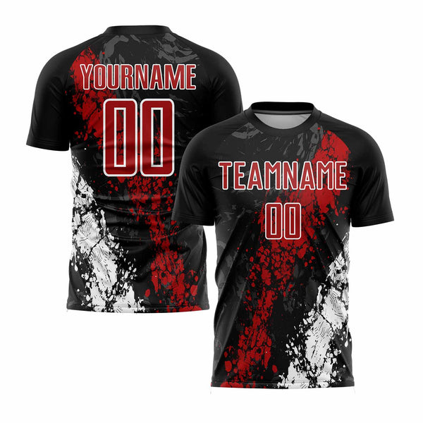 Custom Black Red-White Classic Uniform Training Sets Soccer Jersey For Adults/Kids