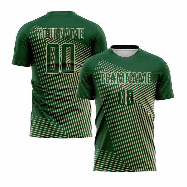 Custom Green Cream Lines Classic Uniform Training Sets Soccer Jersey For Adults/Kids