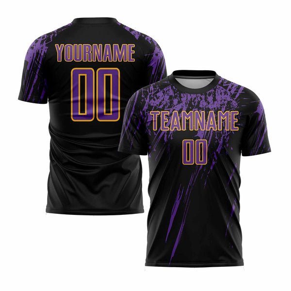 Custom Black Purple-Gold Classic Uniform Training Sets Soccer Jersey For Adults/Kids