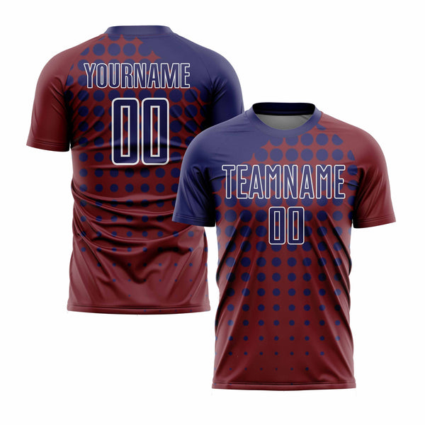 Custom Crimson Navy-White Modern Polka Dot Classic Uniform Training Sets Soccer Jersey For Adults/Kids