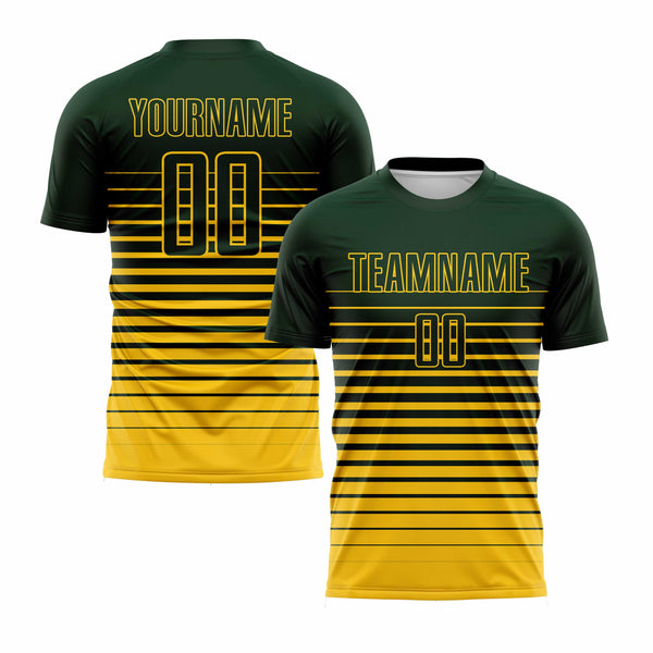 Custom Green Yellow Pinstripe Fade Fashion Classic Uniform Training Sets Soccer Jersey For Adults/Kids