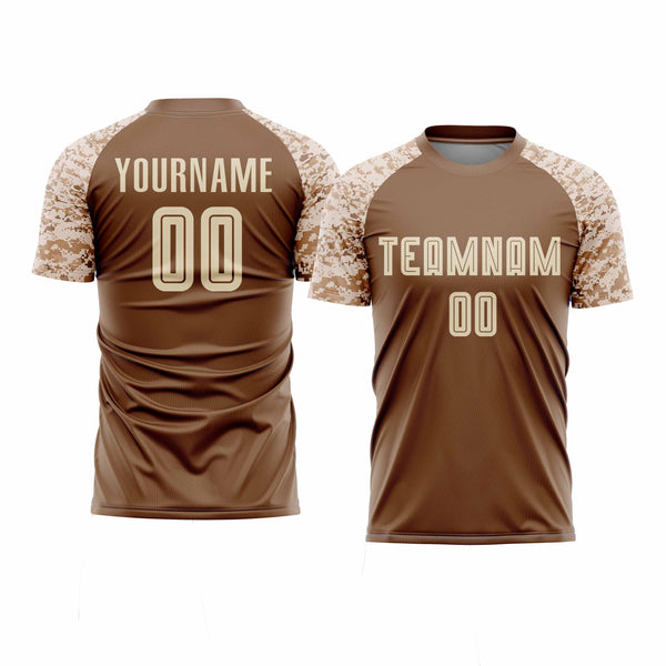 Custom Brown Cream-Camo Classic Uniform Training Sets Soccer Jersey For Adults/Kids
