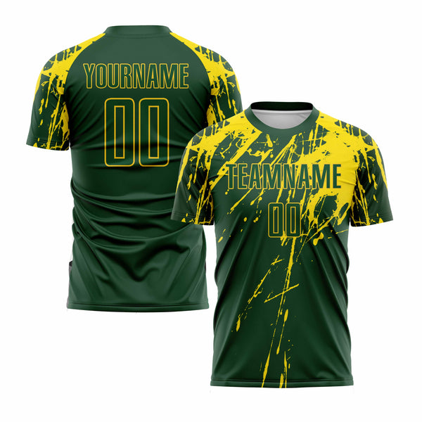 Custom Green Yellow Classic Uniform Training Sets Soccer Jersey For Adults/Kids