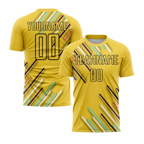 Custom Yellow Black Lines Classic Uniform Training Sets Soccer Jersey For Adults/Kids