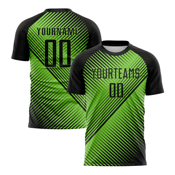 Custom Neon Green Black Classic Uniform Training Sets Soccer Jersey For Adults/Kids